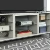 Manhattan Comfort Brighton 60" TV Stand with Glass Shelves and Media Wire Management in Beige - Manhattan Comfort Brighton 60" TV Stand with Glass Shelves and Media Wire Management in Beige