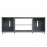 Manhattan Comfort Brighton 60" TV Stand with Glass Shelves and Media Wire Management in Grey Front - Manhattan Comfort Brighton 60" TV Stand with Glass Shelves and Media Wire Management in Grey Front