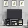 Manhattan Comfort Brighton 60" TV Stand with Glass Shelves and Media Wire Management in Grey - Manhattan Comfort Brighton 60" TV Stand with Glass Shelves and Media Wire Management in Grey