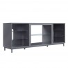 Manhattan Comfort Brighton 60" TV Stand with Glass Shelves and Media Wire Management in Grey Side