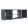 Manhattan Comfort Brighton 60" TV Stand with Glass Shelves and Media Wire Management in Grey Side - Manhattan Comfort Brighton 60" TV Stand with Glass Shelves and Media Wire Management in Grey Side