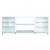Manhattan Comfort Brighton 60" TV Stand with Glass Shelves and Media Wire Management in White Front