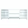 Manhattan Comfort Brighton 60" TV Stand with Glass Shelves and Media Wire Management in White Front - Manhattan Comfort Brighton 60" TV Stand with Glass Shelves and Media Wire Management in White Front