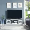 Manhattan Comfort Brighton 60" TV Stand with Glass Shelves and Media Wire Management in White - Manhattan Comfort Brighton 60" TV Stand with Glass Shelves and Media Wire Management in White
