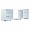 Manhattan Comfort Brighton 60" TV Stand with Glass Shelves and Media Wire Management in White Side