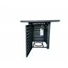 Crawford and Burke Ansley Black Metal Square Fire Pit with Glass Rocks, Opened View - Crawford and Burke Ansley Black Metal Square Fire Pit with Glass Rocks, Opened View