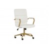 Sunpan Kleo Office Chair in Snow - Front Side Angle