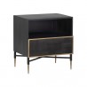 Sunpan Markwood Nighstand Brass-Dark Brown - Front Side Angle