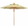 Woodard 9' Teak Market Umbrella - Fornt - Woodard 9' Teak Market Umbrella - Fornt