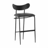 Sunpan Gibbons Barstool in Black - Bravo Portabella - Front Side Angle - Sunpan Gibbons Barstool in Black - Bravo Portabella - Front Side Angle