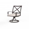 La Jolla Swivel Dining Chair in Canvas Natural w/ Self Welt - Front Side Angle