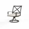 La Jolla Swivel Dining Chair in Canvas Natural w/ Self Welt - Front Side Angle - La Jolla Swivel Dining Chair in Canvas Natural w/ Self Welt - Front Side Angle