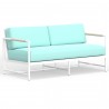 Sabbia Loveseat in Dupione Celeste, No Welt - Front Side Angle