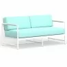 Sabbia Loveseat in Dupione Celeste, No Welt - Front Side Angle - Sabbia Loveseat in Dupione Celeste, No Welt - Front Side Angle