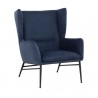 Sunpan Kasen Lounge Chair Belfast Heather Navy - Front Side Angle