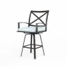 La Jolla Swivel Barstool in Canvas Skyline w/ Self Welt - Front Side Angle - La Jolla Swivel Barstool in Canvas Skyline w/ Self Welt - Front Side Angle