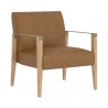 Sunpan Earl Lounge Chair in Natural - Pecan Leather - Front Side Angle