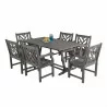 Renaissance Outdoor 7-piece Hand-scraped Wood Patio Dining Set with Extension Table - White bG - Renaissance Outdoor 7-piece Hand-scraped Wood Patio Dining Set with Extension Table - White bG