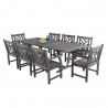Vifah Renaissance Outdoor Hand-scraped Wood Patio Dining Table - Chairs Moved