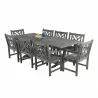 Vifah Renaissance Outdoor 9-piece Hand-scraped Wood Patio Dining Set with Extension Table -Set in White BG - Vifah Renaissance Outdoor 9-piece Hand-scraped Wood Patio Dining Set with Extension Table -Set in White BG