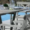 Renaissance Outdoor Hand-scraped Wood Patio Dining Extension Table - Table Close-up Lifestyle - Renaissance Outdoor Hand-scraped Wood Patio Dining Extension Table - Table Close-up Lifestyle