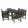 Renaissance Outdoor 9-piece Wood Patio Extendable Table Dining Set - White BG - Renaissance Outdoor 9-piece Wood Patio Extendable Table Dining Set - White BG