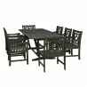 Renaissance Outdoor 7-piece Wood Patio Extendable Table Dining Set - White BG - Renaissance Outdoor 7-piece Wood Patio Extendable Table Dining Set - White BG