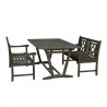 Renaissance Outdoor 3-piece Wood Patio Extendable Table Dining Set - Whiet BG