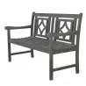 Renaissance Outdoor Wood Patio Extendable Bench - White BG - Renaissance Outdoor Wood Patio Extendable Bench - White BG