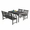 Renaissance Outdoor 4-piece Hand-scraped Wood Patio Dining Set with 4-foot Bench - White BG - Renaissance Outdoor 4-piece Hand-scraped Wood Patio Dining Set with 4-foot Bench - White BG