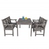 Renaissance Outdoor 4-piece Hand-scraped Wood Patio Dining Set with 4-foot Bench - White BG - Side
