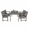 Renaissance Outdoor 4-piece Hand-scraped Wood Patio Dining Set with 4-foot Bench - White BG - Side - Renaissance Outdoor 4-piece Hand-scraped Wood Patio Dining Set with 4-foot Bench - White BG - Side