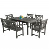 Renaissance Outdoor 6-piece Hand-scraped Wood Patio Dining Set with 4-foot Bench - White BG