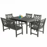 Renaissance Outdoor 6-piece Hand-scraped Wood Patio Dining Set with 4-foot Bench - White BG - Renaissance Outdoor 6-piece Hand-scraped Wood Patio Dining Set with 4-foot Bench - White BG