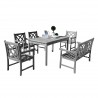 Renaissance Outdoor 6-piece Hand-scraped Wood Patio Dining Set with 4-foot Bench - White BG
