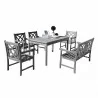 Renaissance Outdoor 6-piece Hand-scraped Wood Patio Dining Set with 4-foot Bench - White BG - Renaissance Outdoor 6-piece Hand-scraped Wood Patio Dining Set with 4-foot Bench - White BG
