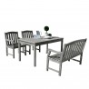 Renaissance Outdoor 4-piece Hand-scraped Wood Patio Dining Set with 4-foot Bench - White BG