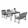 Renaissance Outdoor 4-piece Hand-scraped Wood Patio Dining Set with 4-foot Bench - White BG - Renaissance Outdoor 4-piece Hand-scraped Wood Patio Dining Set with 4-foot Bench - White BG