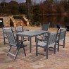 Renaissance Outdoor Patio Hand-scraped Wood 7-piece Dining Set with Reclining Chairs - Lifestyle