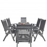 Renaissance Outdoor Patio Hand-scraped Wood 7-piece Dining Set with Reclining Chairs - White BG