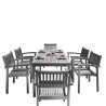 Renaissance Outdoor Patio Hand-scraped Wood 7-piece Dining Set with Stacking Chairs - White BG