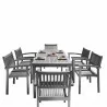 Renaissance Outdoor Patio Hand-scraped Wood 7-piece Dining Set with Stacking Chairs - White BG - Renaissance Outdoor Patio Hand-scraped Wood 7-piece Dining Set with Stacking Chairs - White BG