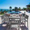 Renaissance Outdoor Patio Hand-scraped Wood 7-piece Dining Set with Stacking Chairs - Lifestyle