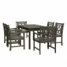 Renaissance Outdoor 7-piece Wood Patio Rectangular Table Dining Set - White BG - Renaissance Outdoor 7-piece Wood Patio Rectangular Table Dining Set - White BG