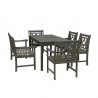Renaissance Outdoor 6-piece Wood Patio Rectangular Table Dining Set - Whit BG