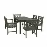 Renaissance Outdoor 6-piece Wood Patio Rectangular Table Dining Set - Whit BG - Renaissance Outdoor 6-piece Wood Patio Rectangular Table Dining Set - Whit BG