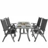 Renaissance Outdoor Patio Hand-scraped Wood 5-piece Dining Set with Reclining Chairs - White BG - Renaissance Outdoor Patio Hand-scraped Wood 5-piece Dining Set with Reclining Chairs - White BG