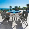 Renaissance Outdoor Patio Hand-scraped Wood 5-piece Dining Set with Reclining Chairs - Lifestyle - Renaissance Outdoor Patio Hand-scraped Wood 5-piece Dining Set with Reclining Chairs - Lifestyle