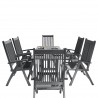 Renaissance Outdoor Patio Hand-scraped Wood 7-piece Dining Set with Reclining Chairs - White BG