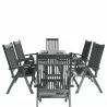 Renaissance Outdoor Patio Hand-scraped Wood 7-piece Dining Set with Reclining Chairs - White BG - Renaissance Outdoor Patio Hand-scraped Wood 7-piece Dining Set with Reclining Chairs - White BG